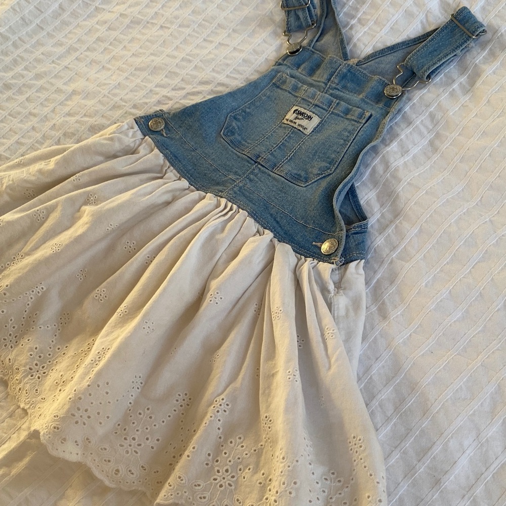 OshKosh B'gosh Denim and Eyelet Kids Overalls Dress